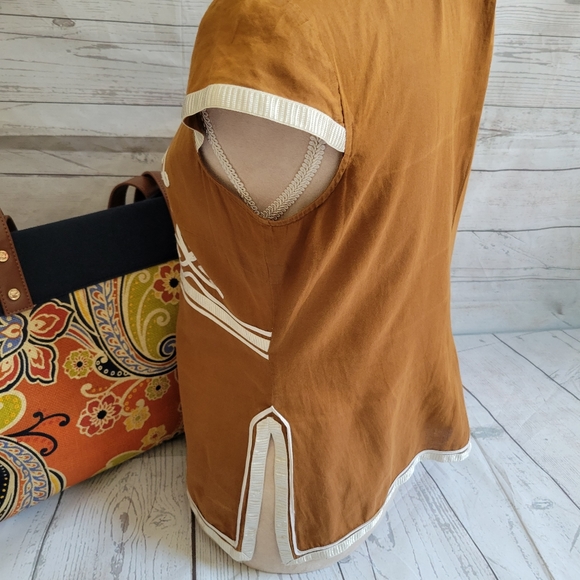 Trina Turk Brown Tunic with Satin Trim - Picture 4 of 5